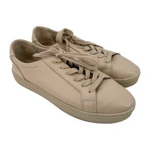 Zara Womens Beige Leather Sneakers EU 40 US 9 Lace-Up Shoes Made In Turkey